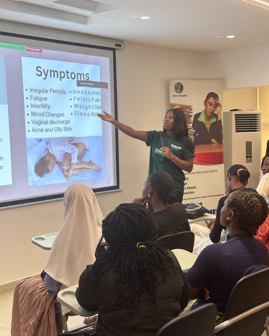 Rejoice Okwudiri delivering a nutrition education session